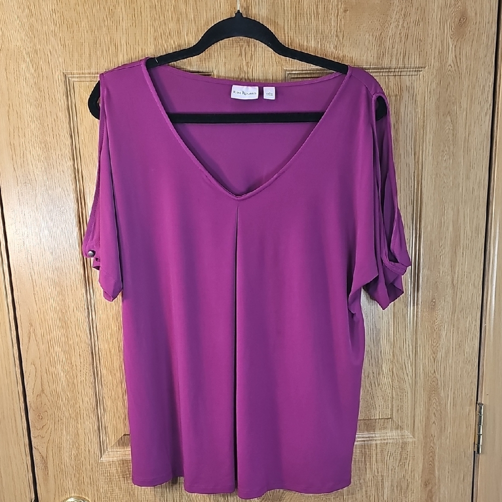 Kim Rogers Women's Purple Cold Shoulder Blouse